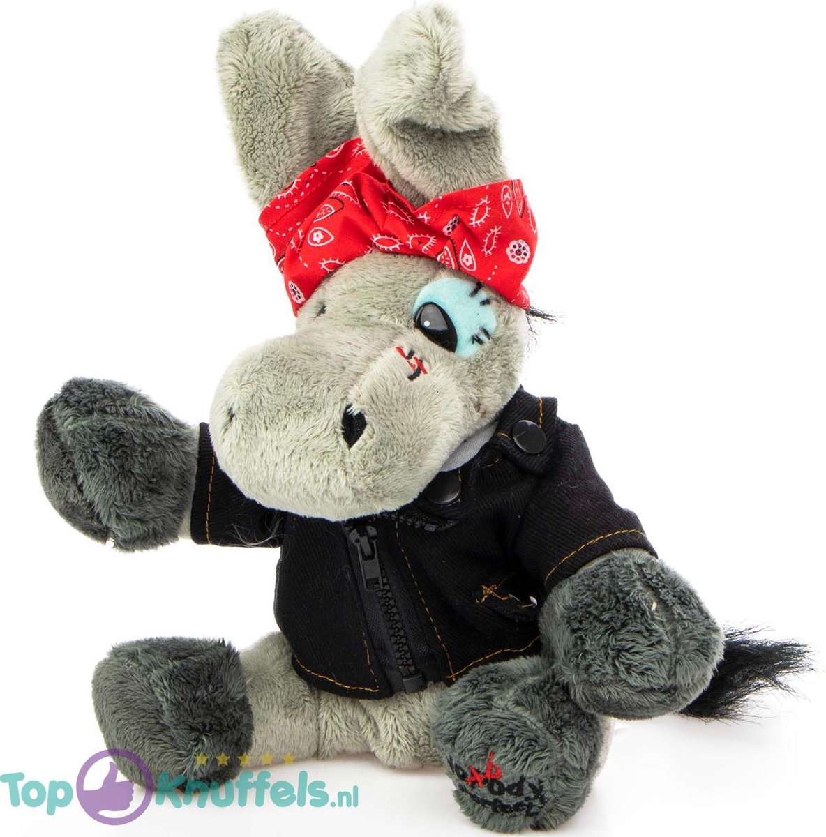 Ezel Rockstar outfit pluche knuffel 30 cm | Donkey Plush Toy | Ezeltje peluche knuffel | Knuffeldier voor kinderen